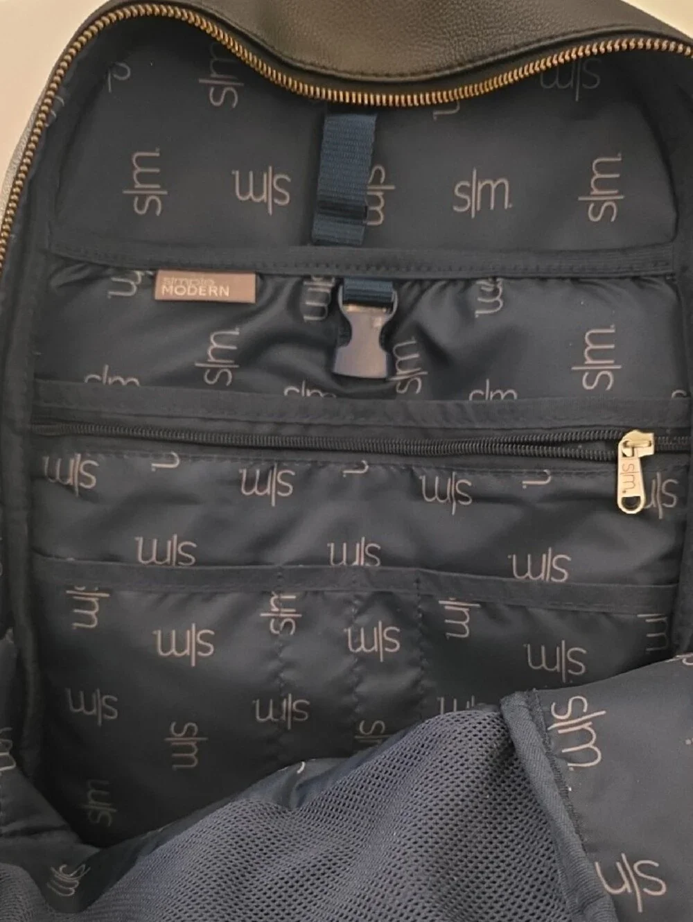 Simple Modern Brand Legacy Vegan Leather Backpack - BLACK with Gold Zippers